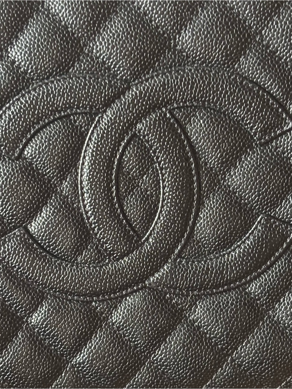 CHANEL NWT Grand Shopping Tote Black Quilted Caviar Leather W/Chain-Strap Handle - Picture 4 of 14